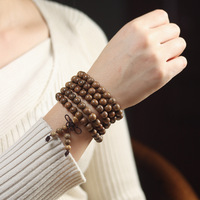 Grand bracelet en bois perlé pour hommes, femmes et filles, bijoux de mode, bracelets en bois d'aile de poulet, perles de prière bouddhistes