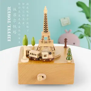 Magnetic Rotation Music Box Wooden Music Gift Decoration Wooden Music Box