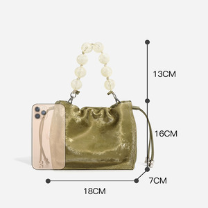 Bolso Tote Mini de Cuero Genuino Metálico de Lujo para Mujer, Bolso de Hombro de Piel Vacuna Suave, Bolso Bandolera Plateado de Diseñador - Product Image 5