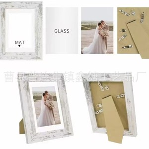 American Retro Wooden Photo <b>Frame</b> 6 7 8 Inch Tabletop Rectangular Pine Horizontal Living Room Bedroom Desktop Wall <b>Mount</b> - Product Image 5