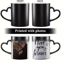 Taza Personalizada con Foto Sublimada, Cambia de Color con el Calor, Asa en Forma de Corazón, Ecológica, Libre de BPA