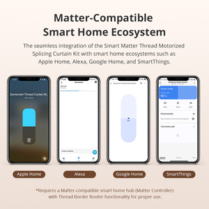 Zemismart Kit de Cortina Motorizada con Tecnología Matter Thread, Motor Deslizante para Cortinas Inteligentes, Compatible con HomeKit, Alexa y <span class=keywords><strong>Google</strong></span> Home - Product Image 4
