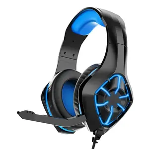 GS 1000 Casque de jeu 3.5mm Interface USB Stéréo Filaire RGB Lumière avec Microphone Casque de jeu pour PC Ordinateur Portable Tablette