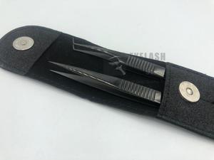 Logotipo personalizado, ángulo de 90 grados, recto, Todo negro, japonés, pinzas de extensión de pestañas de acero inoxidable sostenibles, personalizables - Product Image 5