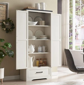 Armario Moderno de Madera con Estantes Ajustables, Despensa de 72 Pulgadas con Cajones Altos y Dos Puertas Corredizas para Almacenamiento en el Baño - Product Image 2