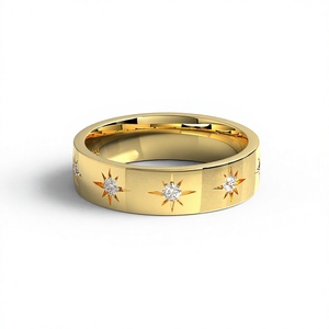 แหวนเพชรทรงกลมเจียระไนแบบบริลเลียนท์เคลือบทอง 18K 14K สไตล์มินิมอล แหวนแต่งงานแบบ Celestial สำหรับทุกเพศ แหวนหมั้นแบบ Eternity - Product Image 1