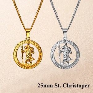 Boussole en acier inoxydable or 18 carats Medusa Crucifix 3D Cupidon Collier Revenge Gun Ange Pendentif Charm Wing St.Christopher Offre Spéciale - Product Image 4