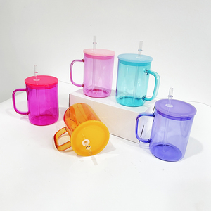 Tazas de vidrio de gelatina sublimables transparentes de 17oz de colores adecuadas para <span class=keywords><strong>taza</strong></span> de café de vidrio de gelatina transparente <span class=keywords><strong>sublimable</strong></span> de 17oz de vinilo con asa - Product Image 2