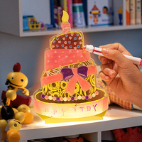 Lampe de nuit LED 3D en acrylique 3 couleurs GL-CY1 avec interrupteur, tableau à dessin et à écrire, lumière créative pour enfants, décoration de la maison
