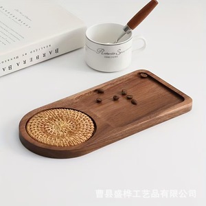 Japanese Style Wooden Serving <b>Tray</b> With Cup Holder For <b>Tea</b> Coffee Breakfast Dessert Hotel Use - Product Image 5