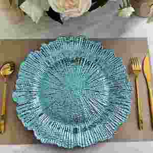 Premium 13 Inch Blue Reef Charger <b>Plates</b> Unbreakable Plastic Wine Red Service <b>Plates</b> for Ocean Theme Wedding Party <b>Decor</b> - Product Image 4