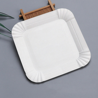 Assiette en papier pour fête, assiette carrée pour gâteau et dessert, assiette en papier jetable