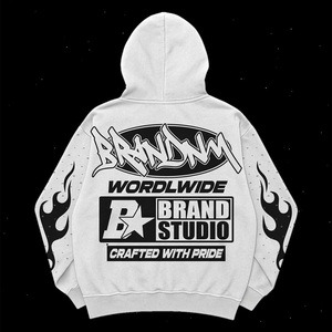 Sudadera Informal de Alta Calidad 100% Algodón, Estilo Vintage, Desgastada, Lavada al Ácido, con Estampado de Logotipo Personalizado, Transpirable - Product Image 3