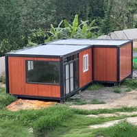 Maisons conteneurs préfabriquées en acier style bois, démontables, modernes, en kit, faciles à assembler pour le camping sur site