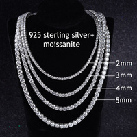 RINNTIN MON01 Prix d'Usine en Gros Collier Chaîne Tennis en Argent Sterling 925 Iced Out Moissanite VVS 2mm 3mm 4mm 5mm