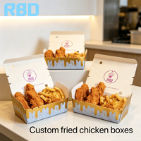 Boîte à emporter pour poulet frit personnalisée, boîte en papier pliable pour la restauration rapide, conteneur à emporter pour poulet frit, restaurant, logo personnalisé
