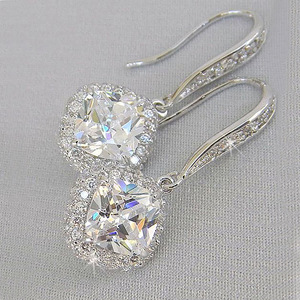 Pendientes de diamantes David Yurman, corte princesa, oro blanco, certificado GIA, joyería de boda, estilo clásico para mujer - Product Image 3