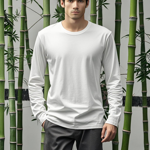 Wholesale <strong>Bamboo</strong> <strong>Fiber</strong> Long Sleeved <strong>T</strong>-<strong>shirt</strong> Custom Logo Printed Heavyweight Cotton <strong>T</strong>-<strong>Shirts</strong> Plain High Quality Tshirts - Product Image 5