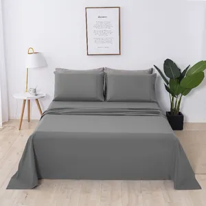 Nhãn hiệu tùy chỉnh polyester bông nhà đôi phẳng bedsheet tấm ga trải giường bộ đồ giường đặt