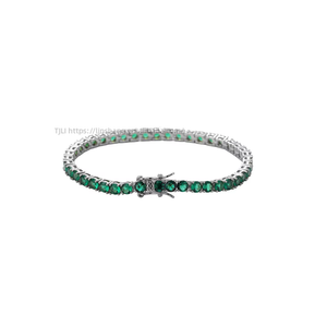 4Mm Green Zirconium Tennis <b>Bracelet</b>, <b>Copper</b> Inlaid Single Row Zircon <b>Bracelet</b> Tanjing Fashion Lijing Necklace - Product Image 4