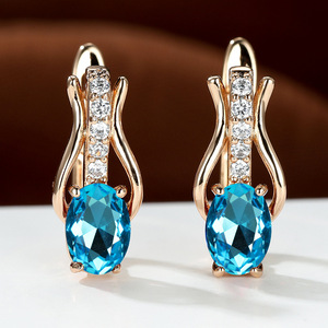 Nuevos <span class=keywords><strong>Pendientes</strong></span> de Aro con Cristales Rojos Granate Ovalados Estilo <span class=keywords><strong>SHEIN</strong></span> en <span class=keywords><strong>Oro</strong></span> Champán para Mujer, Elegantes y Minimalistas - Product Image 1