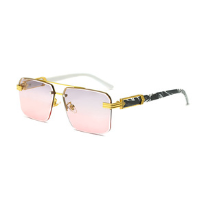 Unisex <b>Frameless</b> Beveled Sunglasses Metal <b>Frame</b> Rose Gold UV400 Protection PC Lens Class 2 Sunshades - Product Image 4