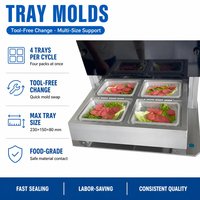 Machine de scellage de barquettes alimentaires semi-automatique en acier inoxydable avec écran tactile, usage commercial pour les fruits de mer