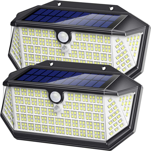Howlighting High Quality IP65 Outdoor Solar Powered Garden Lamp 266 LED Waterproof Motion Sensor Solar Wall Garden Lights