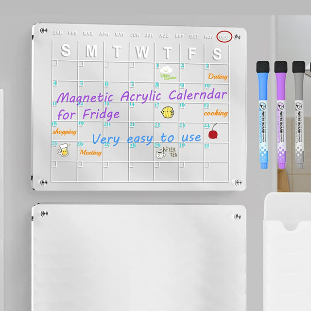 Acrylic Magnetic Memo Boards for Fridge Dry Erase Board Calendar Reusable Planner Acrylic Board for Refrigerator