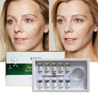 Marque privée 10 flacons Poudre exfoliante aux algues Éponge faciale DIY Spicules Soins de la peau naturels aux algues marines Réparer l'acné Nettoyer les pores 5 paires