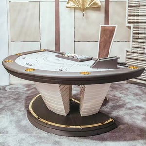 Mesa de Póker de Madera de Roble Macizo de Alta Calidad para Sala de Estar de Villa, Mesa de Ajedrez y Cartas con Cuero Negro y Portavasos de Acero - Product Image 6