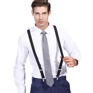 Hamocigia Clip Work Apron For The Wedding Custom Design Logo 4 Clips Elastic Button Trouser Brace Suspenders Belt for men