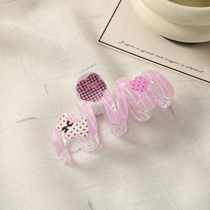 Pinces à cheveux ondulées irrégulières à imprimé dessin animé, barrettes requin creuses en acrylique mignonnes, accessoires doux et féminins pour coiffure quotidienne - Product Image 4