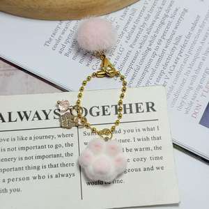 CHENXI Porte-clés personnalisé mini patte de chat, mignon, en peluche, avec pompon, pour sacs et pendentif - Product Image 2