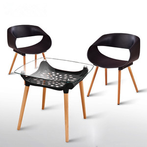 Tavolo di vetro gambe quadrate in legno caffè tavolini da salotto a casa tavoli bassi Pour La Maison Salon - Product Image 2