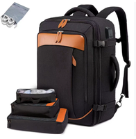 Sac à dos d'ordinateur portable unisexe personnalisé avec logo, pour voyage et avion, avec bandoulière arquée détachable, 36-59L, en polyester, avec fermeture éclair