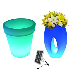 large size plastic flow /Decorative battery rechargeable 16 colors changing led planter flower vase bonsai smart pots & planters