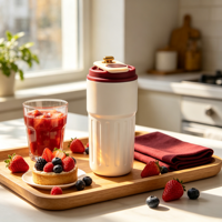 Gobelet isotherme à rayures verticales de 450 ml, avec couvercle à bouton doré, en acier inoxydable, pour les voyages