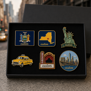 Set de Regalo de Pines Esmaltados Personalizados de Nueva York: Estatua de la Libertad, Taxi de Broadway, Pin de Solapa, Souvenir Turístico, Insignia Urbana - Product Image 1