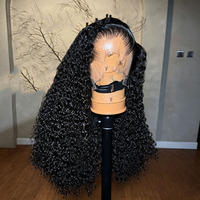 Wig Rambut Keriting Afro Alami Model Waterwave 13x6 Swiss HD Lace Front Wig Rambut Manusia Keriting HD Full Lace Frontal Wig