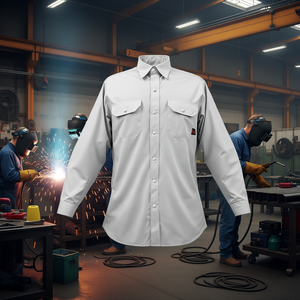 Chemise FR pour homme en coton 7oz, ignifuge, pour travaux de soudage, taille L, résistante à la chaleur, indice d'arc électrique 9.2 Cal/cm, lavable en machine - Product Image 2
