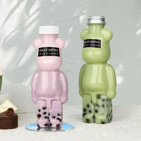Bouteille de jus créative en forme d'ours vide de 400 ml, 500 ml, 700 ml, bouteille en plastique PET jetable pour tasse de thé au lait