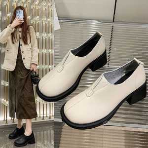 Chaussures plates à talon moyen et bout rond, style rétro, nouvelle collection automne, chaussures de travail professionnelles à semelle souple pour femmes - Product Image 3