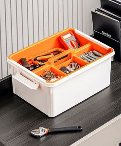 2 Layer Stackable <b>Tool</b> <b>Box</b> Plastic <b>Storage</b> <b>Box</b> Compartment <b>Storage</b> Bins Organizer Desktop Sundries Organizer Heavy Duty - Product Image 6