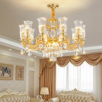 Lustre en or en cristal de luxe européen personnalisé Villa Hôtel Duplex Escalier Salon Restaurant Chambre à coucher