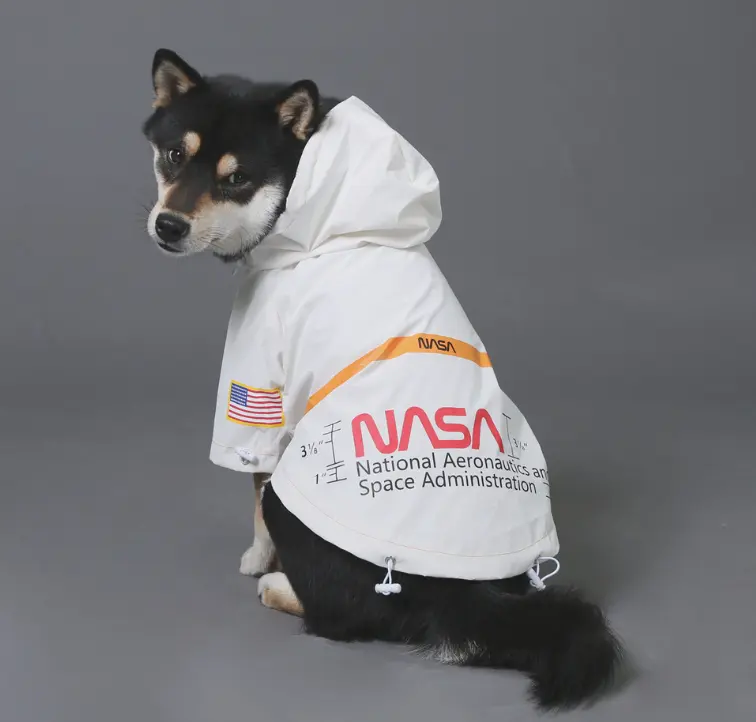 Bandera de EE. UU. de lujo de alta visibilidad LOGOTIPO DE LA NASA popular blanco a prueba de viento impermeable reflectante mascota perro mostrar Sudadera con capucha chaqueta abrigo ropa