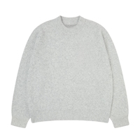 Pull tricoté surdimensionné en mélange de laine d'alpaga duveteuse avec logo jacquard personnalisé pour homme, style streetwear, col montant, vente en gros