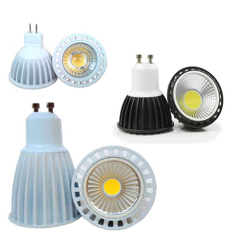 MR16 GU10 GU5.3 светодиодный прожектор 3W5W7W с регулируемой яркостью COB AC85 265 В AC12V литой алюминий для внутреннего освещения дисплея