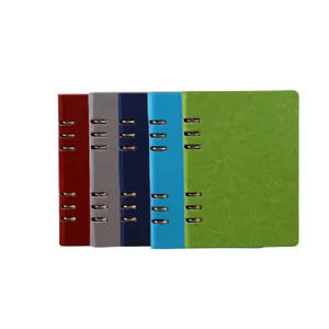 Impression personnalisable couleur bureau personnalisé Premium Journal d'écriture 6 anneaux reliures à feuilles mobiles couverture en cuir PU carnet de notes