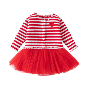 R & B abiti da neonata vestiti di cotone pagliaccetto estivo da principessa festa senza maniche gonna da arrampicata e cappotto due pezzi - Product Image 5